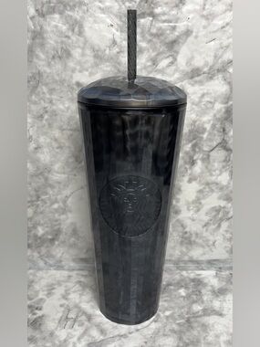 New Starbucks Iridescent Black Pearl Marbled Cold Tumbler Dome Cup Venti 24 oz